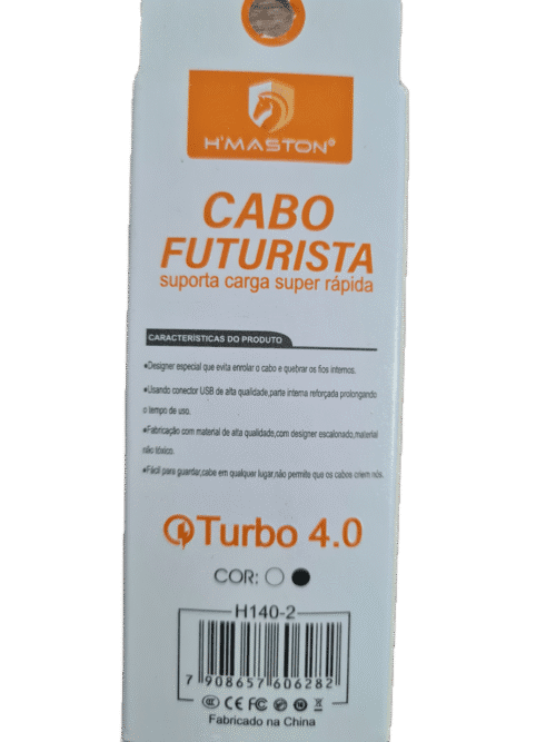 Cabo Carregador Iphone Lightning TURBO 4.0 H'MASTON H140-2 cabo 1,0M - Imagem 2