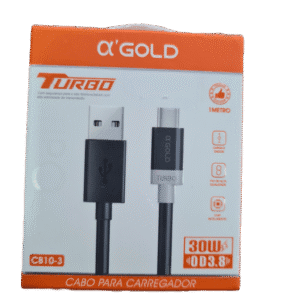 Cabo Carregador TURBO RÁPIDO USB TIPO-C A'GOLD CB10-3 cabo 1,0m