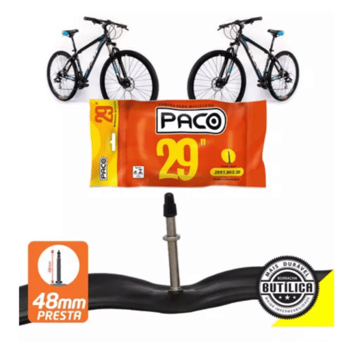 Câmara Ar 29 X 1.95/2.125 Bico Fino PACO Válvula Presta Mtb Bike bicleta - Imagem 3