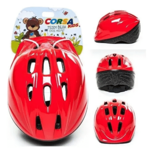 Capacete Infantil Ciclismo Teddy Bear KIDS M Preto Verde Vermelho - Imagem 3