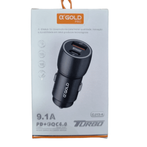 Carregador Veicular Carro Tipo C TURBO 12-24V 60W 9.1A A'GOLD CJ13-4 - Imagem 4