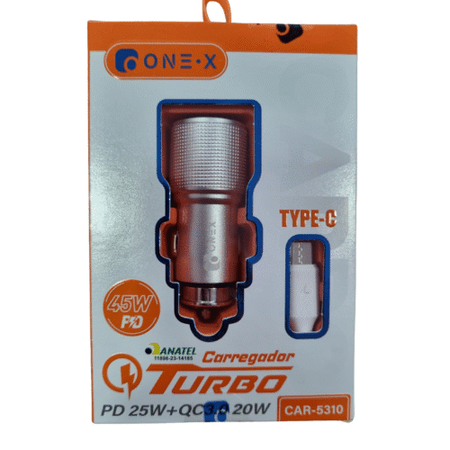 Carregador Veicular Tipo C TURBO ONE X 45W 12V CAR-5310