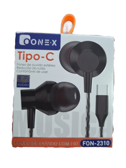 Fone com Fio TIPO C ONE X FON-2310 Intra-Auricular Cabo 1,20m Com Controlador de Volume