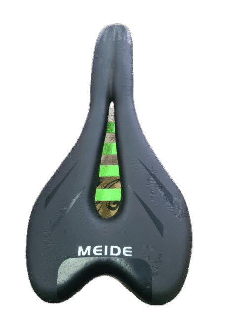 Selim Preto c/ Verde Fino Vazado MEIDE Esportivo MTB Sem Carrinho Sem Mola