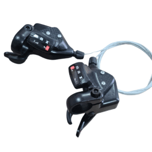 Par Alavanca Câmbio Trocador KD-71 21V 3x7V Preto c/ Cabo Aço