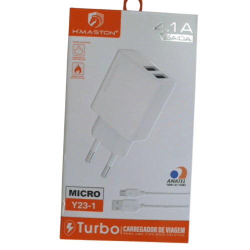 Carregador Micro USB H'maston Y23-1/MICRO-USB - 4.1A, CABO 1M, TURBO