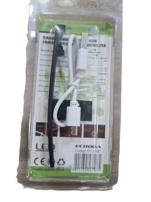 Farol Bicicleta Traseiro ECOODA EC-6197 Recarregável Micro USB LED Segurança - Imagem 3