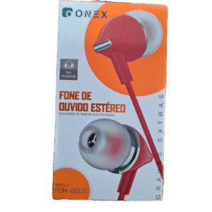 Fone de Ouvido Estéreo Com Fio 3.5mm ONE X FON-2201 Intra Auricular CABO 1,20M