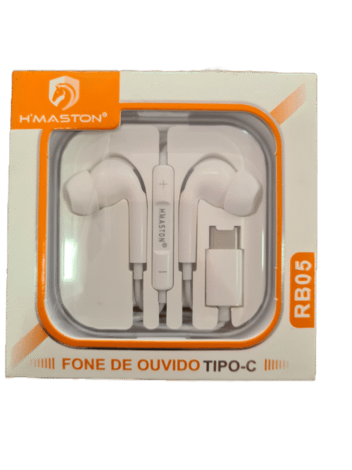 Fone de Ouvido Tipo C H'MASTON RB05 cabo de 1,2m intra auricular