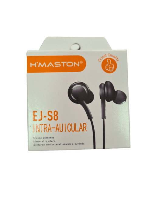 Fone com Fio 3.5mm H'MASTON Intra Auricular EJ-S8 CABO 1,20M com botoes de volume