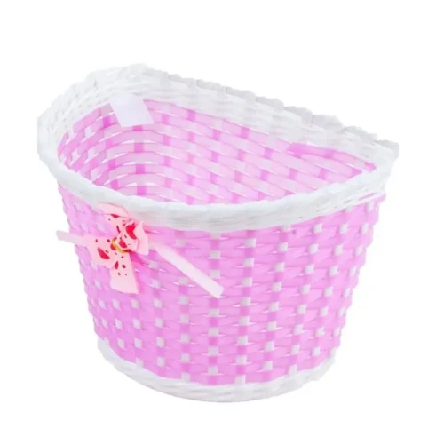 Cesta Bicicleta Infantil Aro 16 Plástico Entrelaçado Rosa/Vermelha