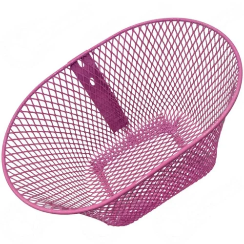 Cesta Bicicleta Infantil Aro 20 Aço Aramado Rosa Dianteira C/Suporte