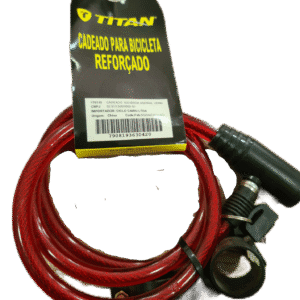 Cadeado Bicicleta TITAN Reforçado 10mmx100cm Chave C/Suporte